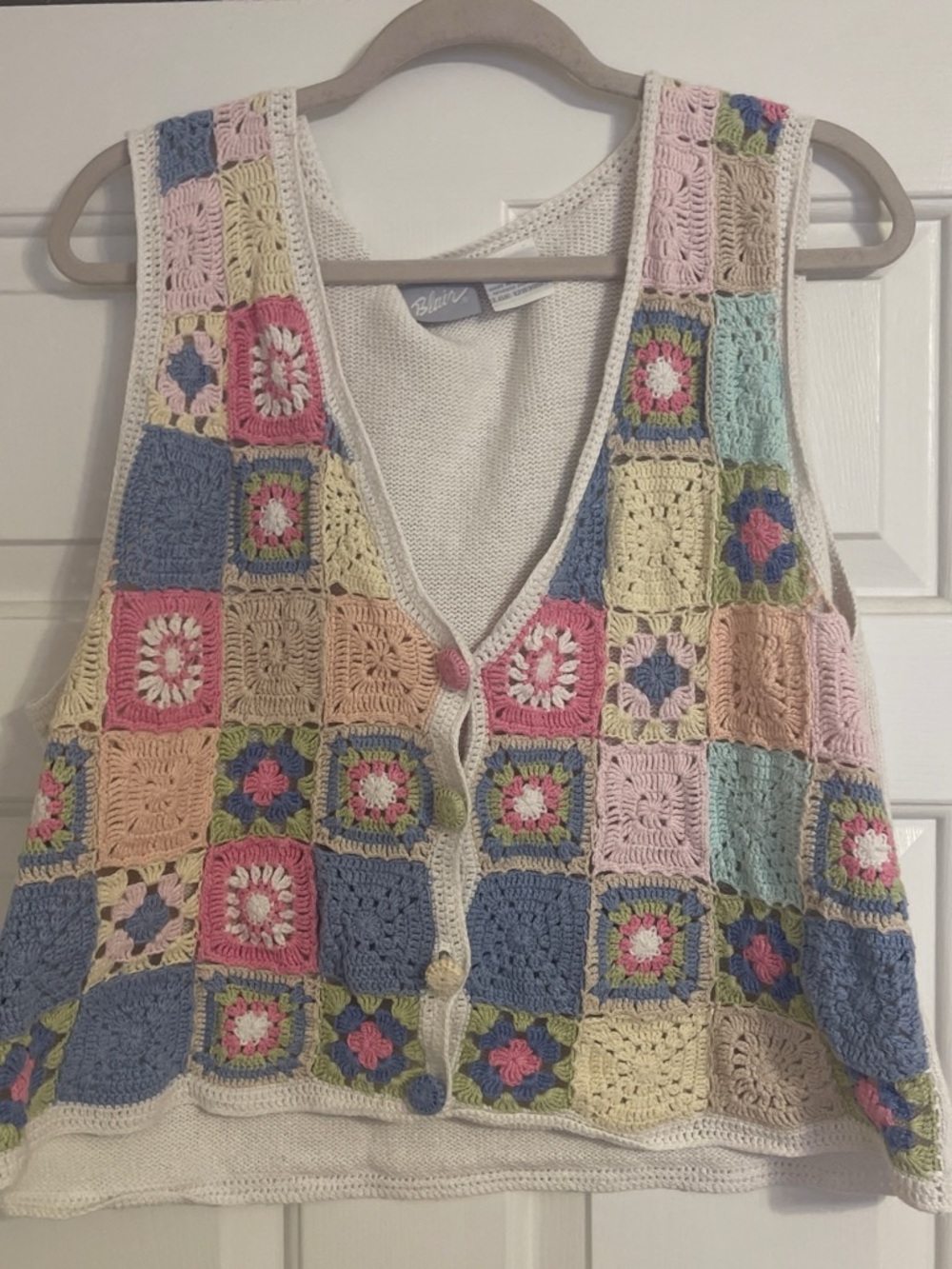 Vintage Crochet Patchwork Vest - Multicolor